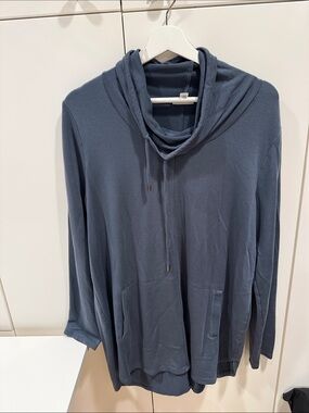 Women's Blue/Grey Cowl Neck Tunic Top